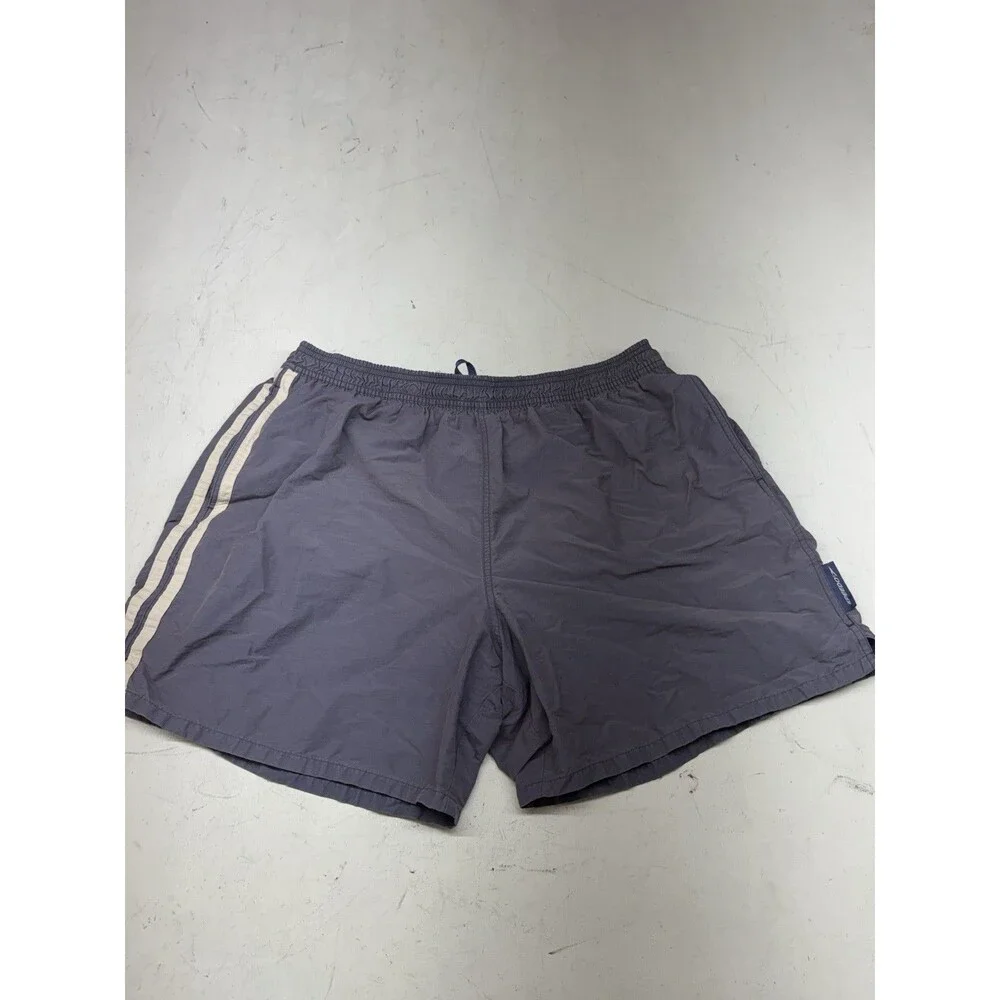 Speedo Swimming Trunks Blue Gray w/ White Stripes Lined Vintage 1990s Men’s XL